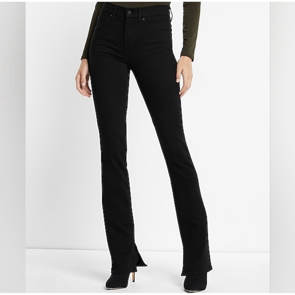 Express Flared Jeans Women's Size 2 Regular Black Skyscraper Mid Rise